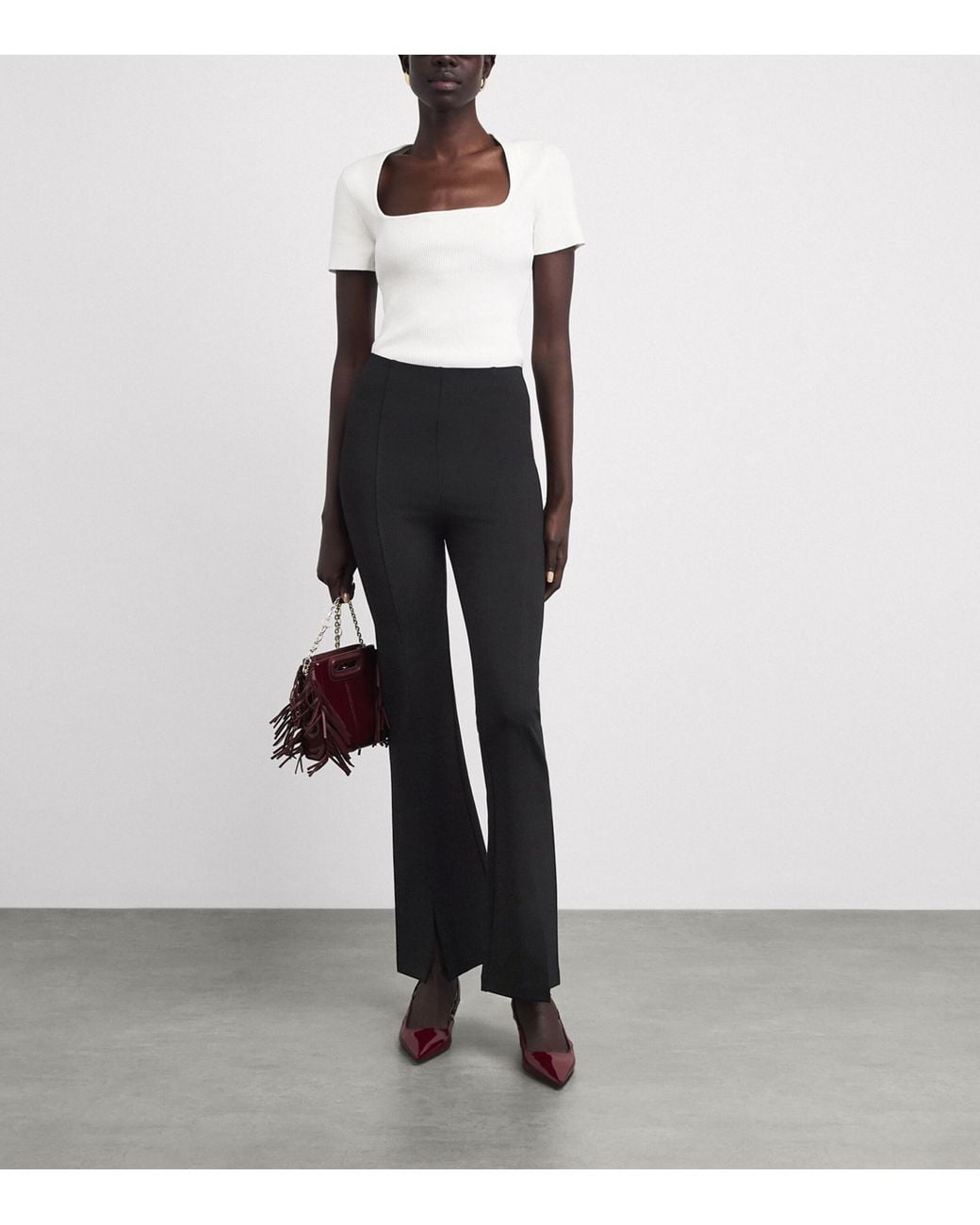 Maje Black Flared Slit Trousers