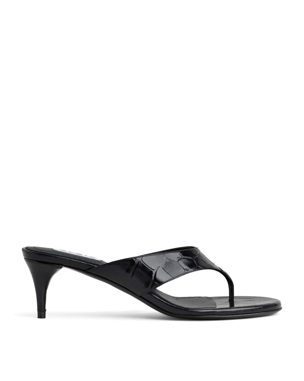 Alaïa White Croc-Embossed Leather Thong Mules 55