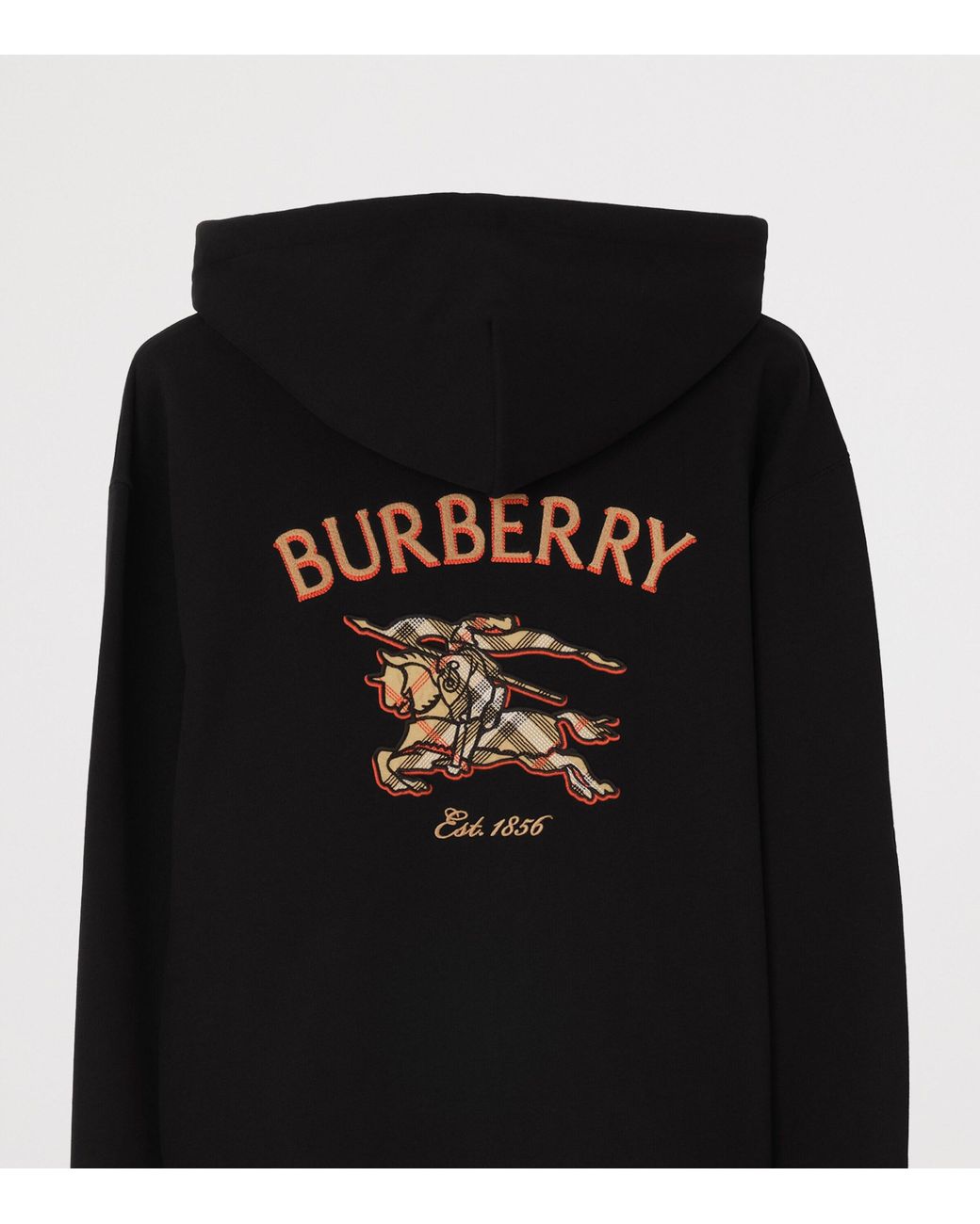 Burberry Black Cotton Ekd Zip-Up Hoodie for men