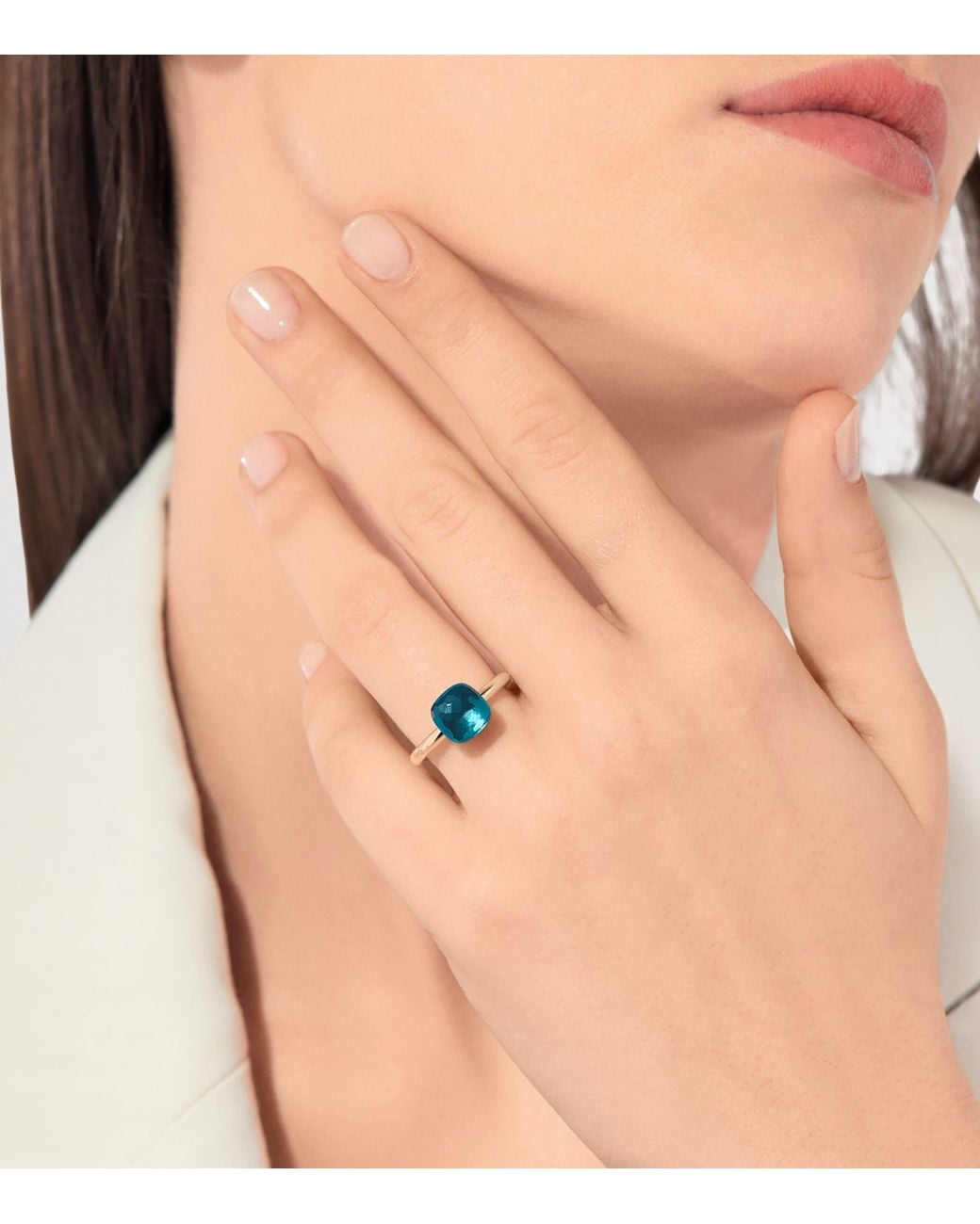 Pomellato Blue Rose And Topaz Nudo Petit Ring