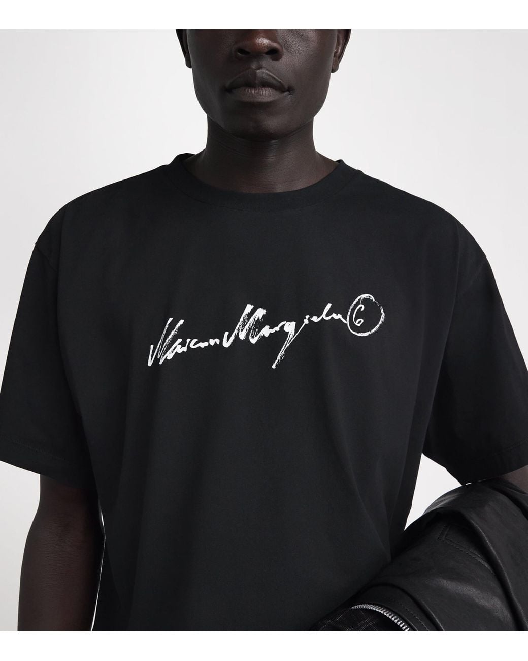 MM6 by Maison Margiela Black Cotton Logo T-Shirt for men
