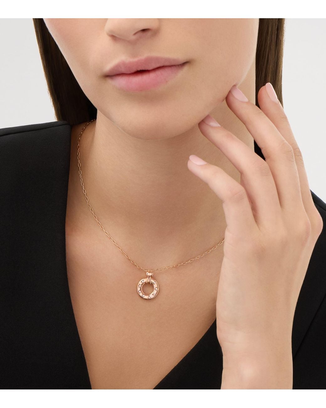 Pomellato Metallic Rose And Diamond Iconica Fancy Reversible Necklace