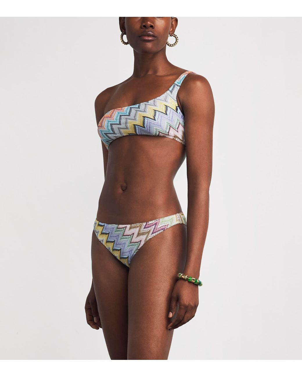 Missoni White One-Shoulder Zigzag Bikini