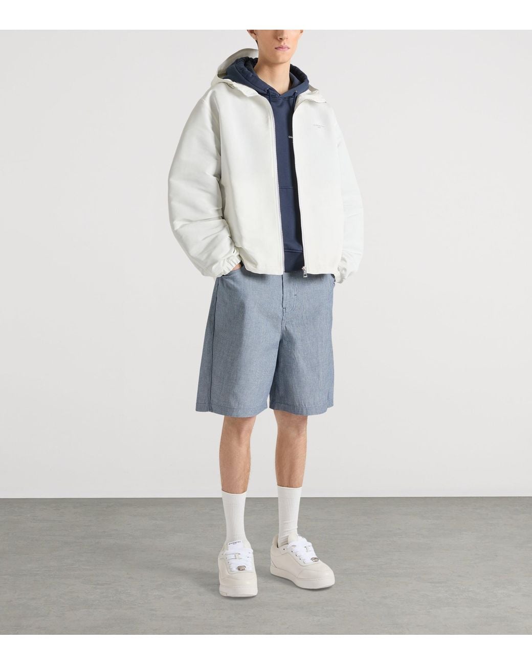 Givenchy White Logo Hooded Windbreaker Jacket for men