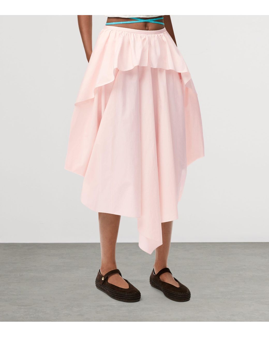 Loewe Pink X Paula's Ibiza Cotton Draped Midi Skirt