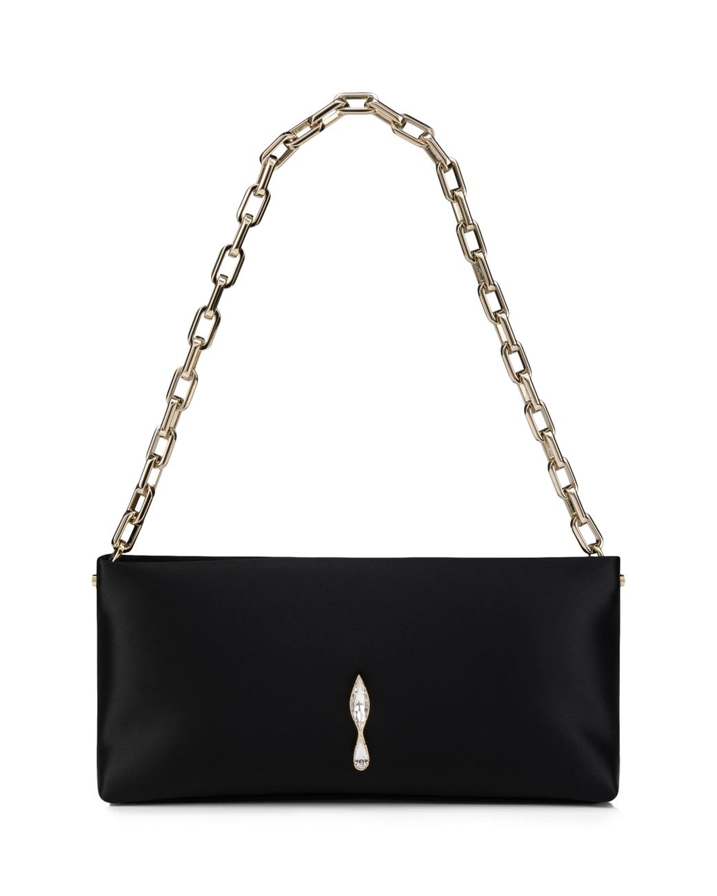 Christian Louboutin Black Maykimay Chain Pouch Neoprene Satin Clutch Bag