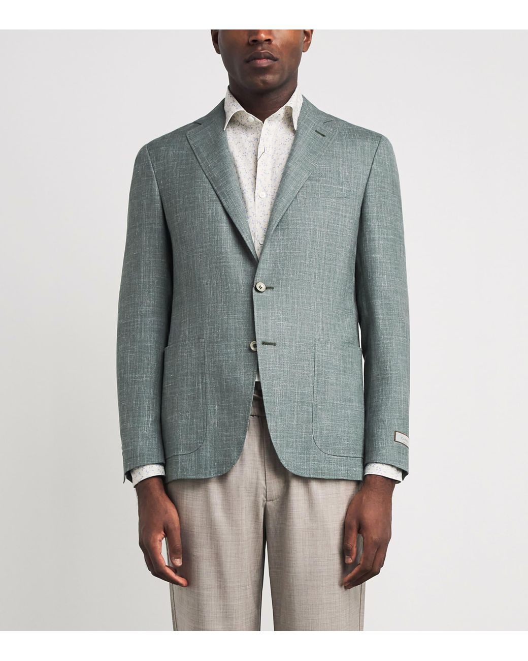 Canali Gray Wool-Silk-Linen Unlined Blazer for men