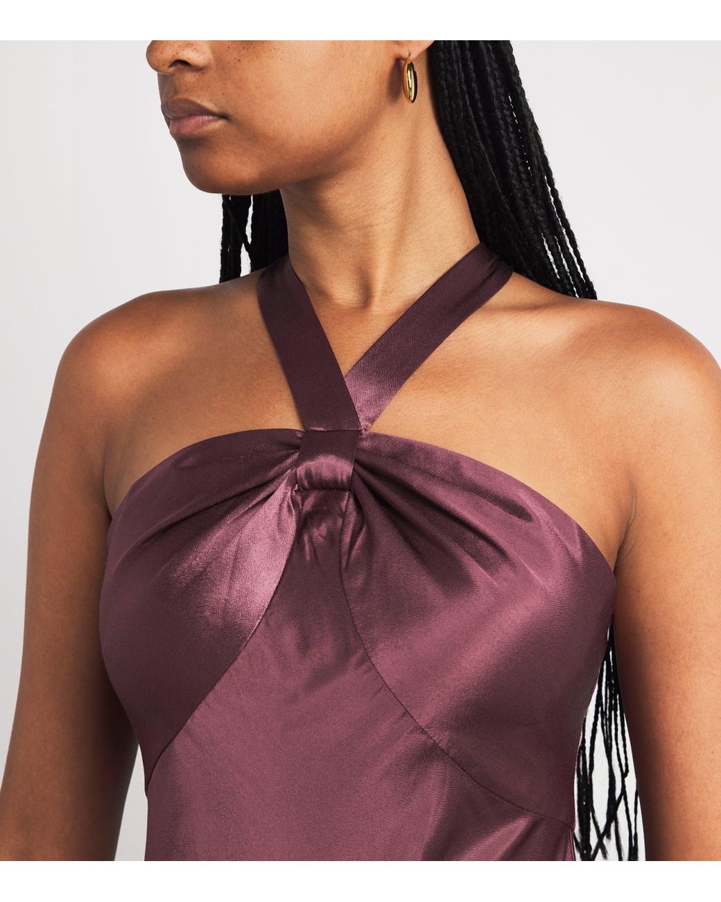 Rixo Purple Satin Losanna Maxi Dress