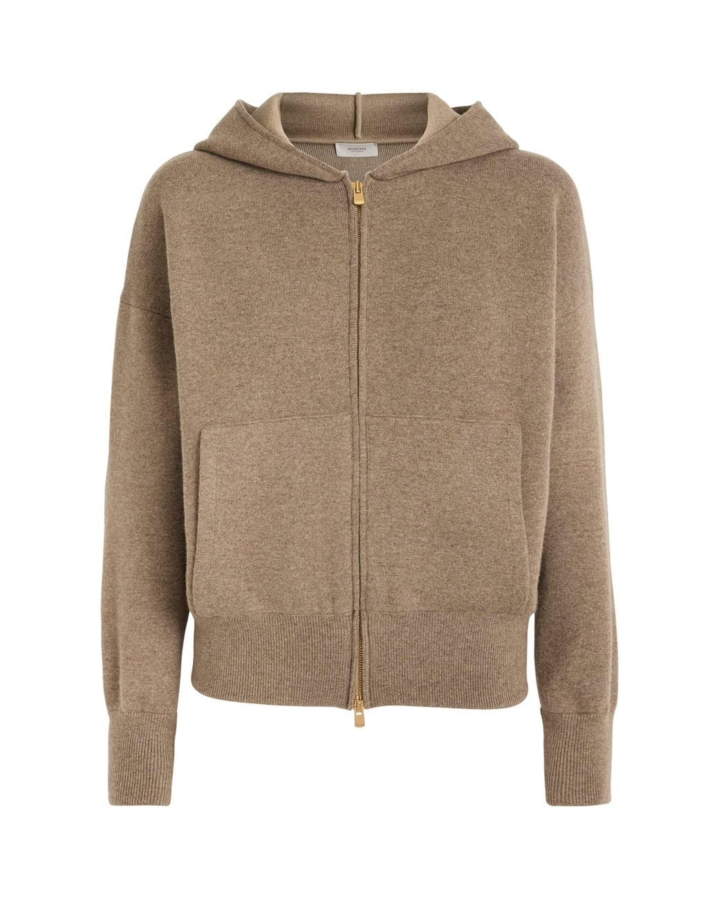 Agnona Brown Cashmere-Wool-Silk Zip-Up Hoodie