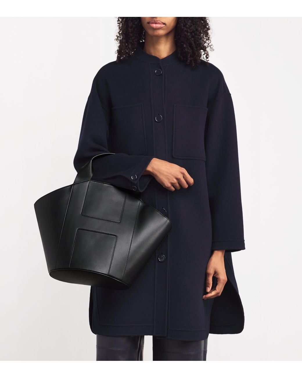 Harrods Black Leather H Tote Bag