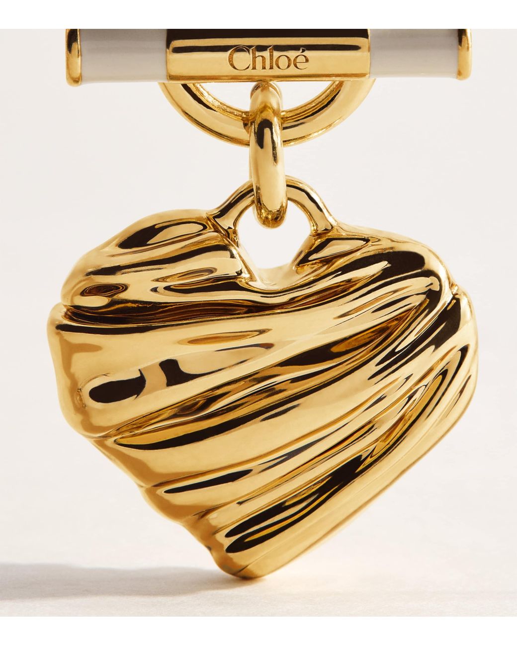 Chloé Metallic T-Bar Heart Drop Earrings