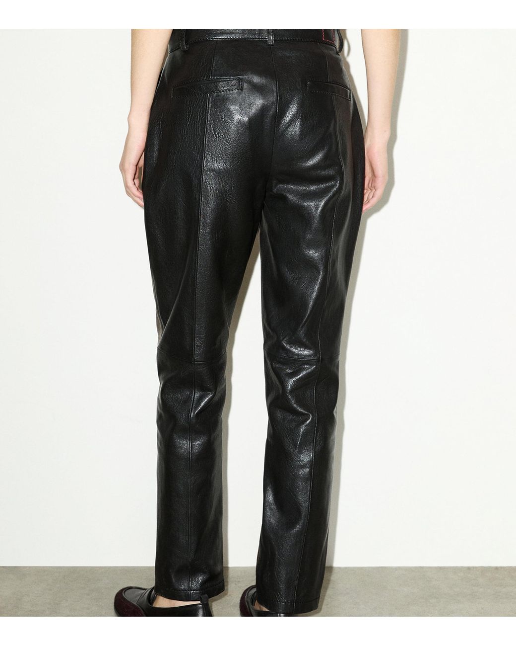 MAX&Co. Brown Leather Two-Tone Trousers