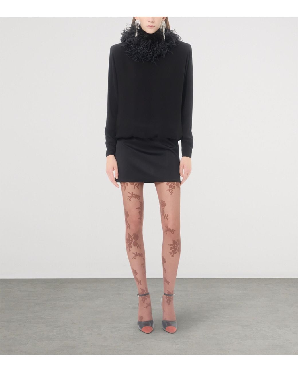 Valentino Black Silk Feather-Trim Mini Dress