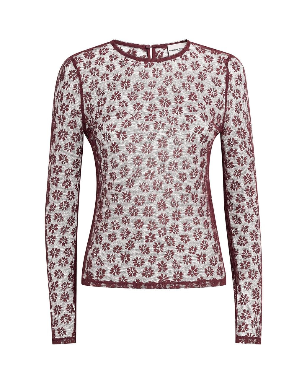 Claudie Pierlot Brown Lace Long-Sleeve Top