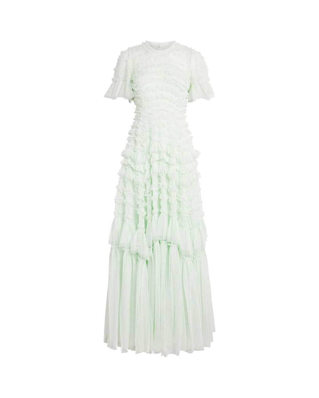 Needle & Thread White Tulle Ruffle Valentine Maxi Dress