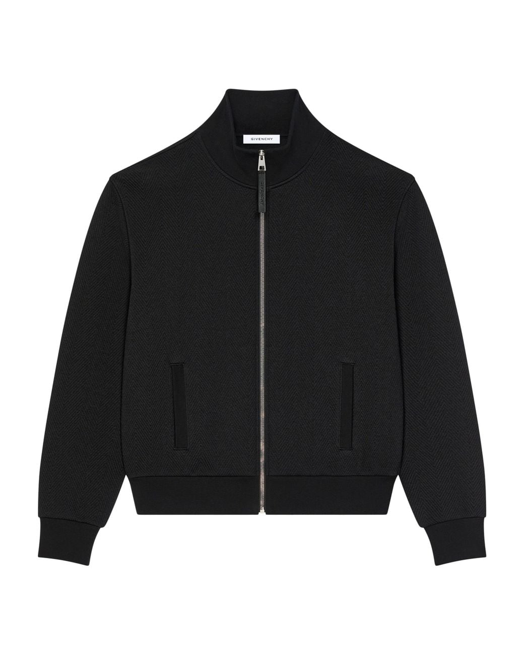 Givenchy Black Herringbone Zip-Up Sweatshirt for men