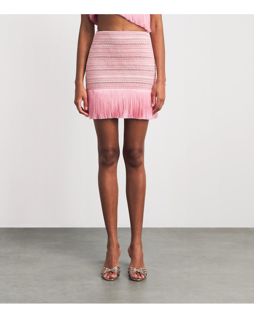 PATBO Pink Fringed Mini Skirt