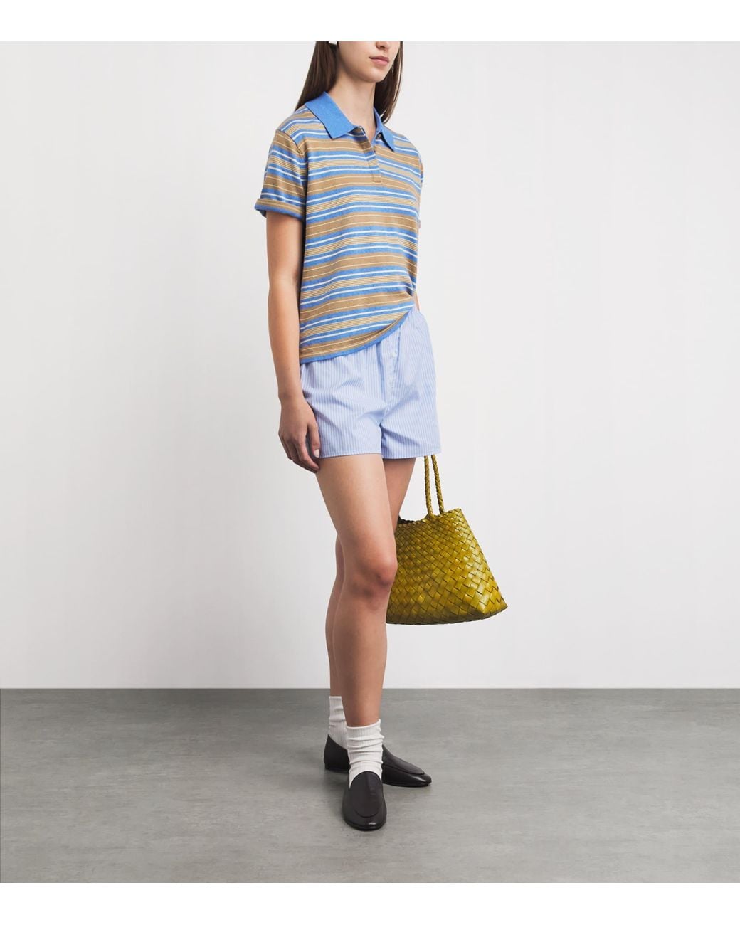 Guest In Residence Blue Cotton-Cashmere Stripe Rugby Shirt