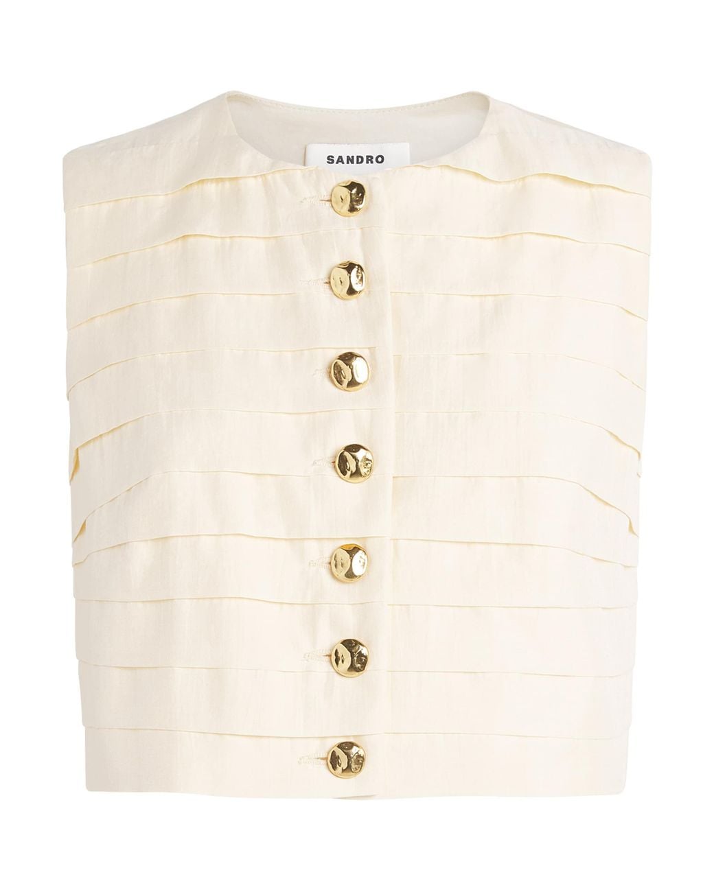 Sandro Natural Cotton-Blend Sleeveless Crop Top