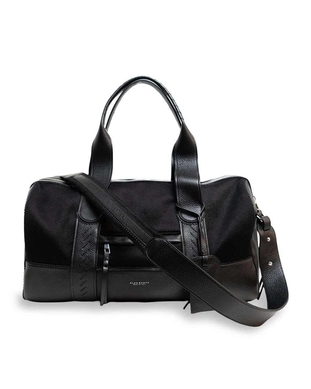 Alan Scott Black Deerskin Duffle Bag for men