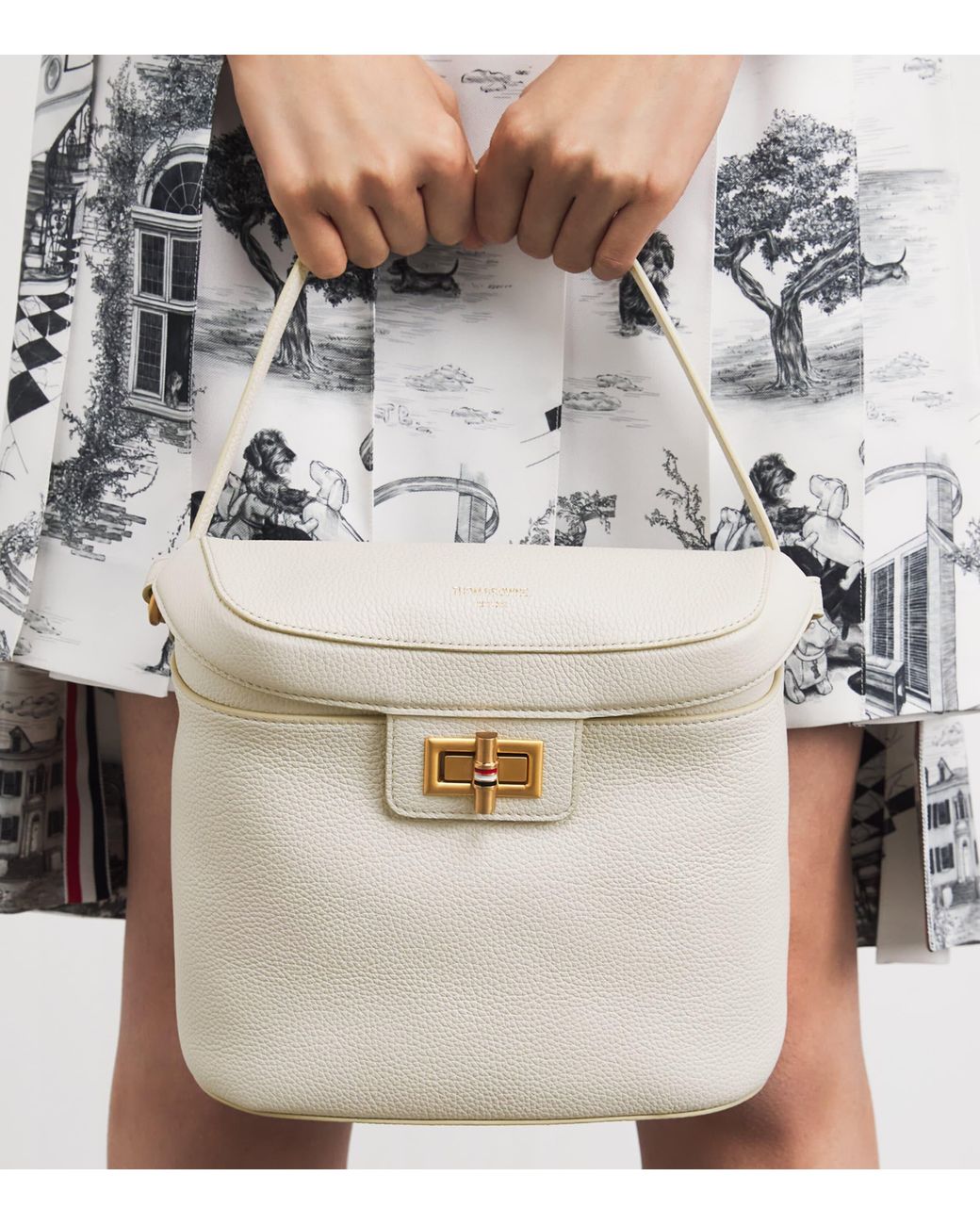Thom Browne Natural Pebble Leather Box Bag