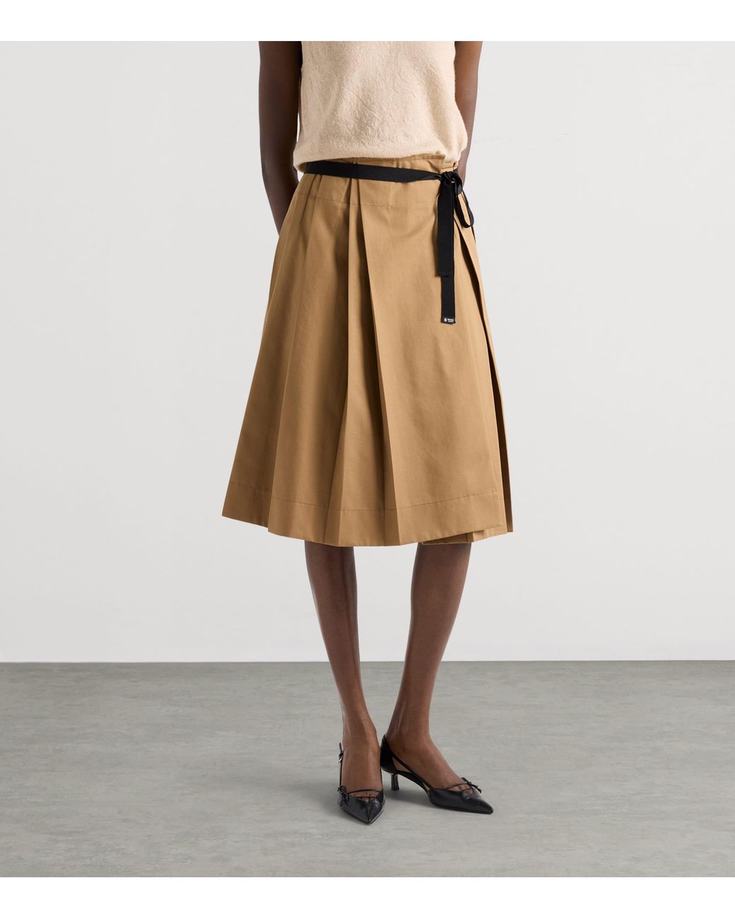 Prada Brown Gabardine Pleated Skirt