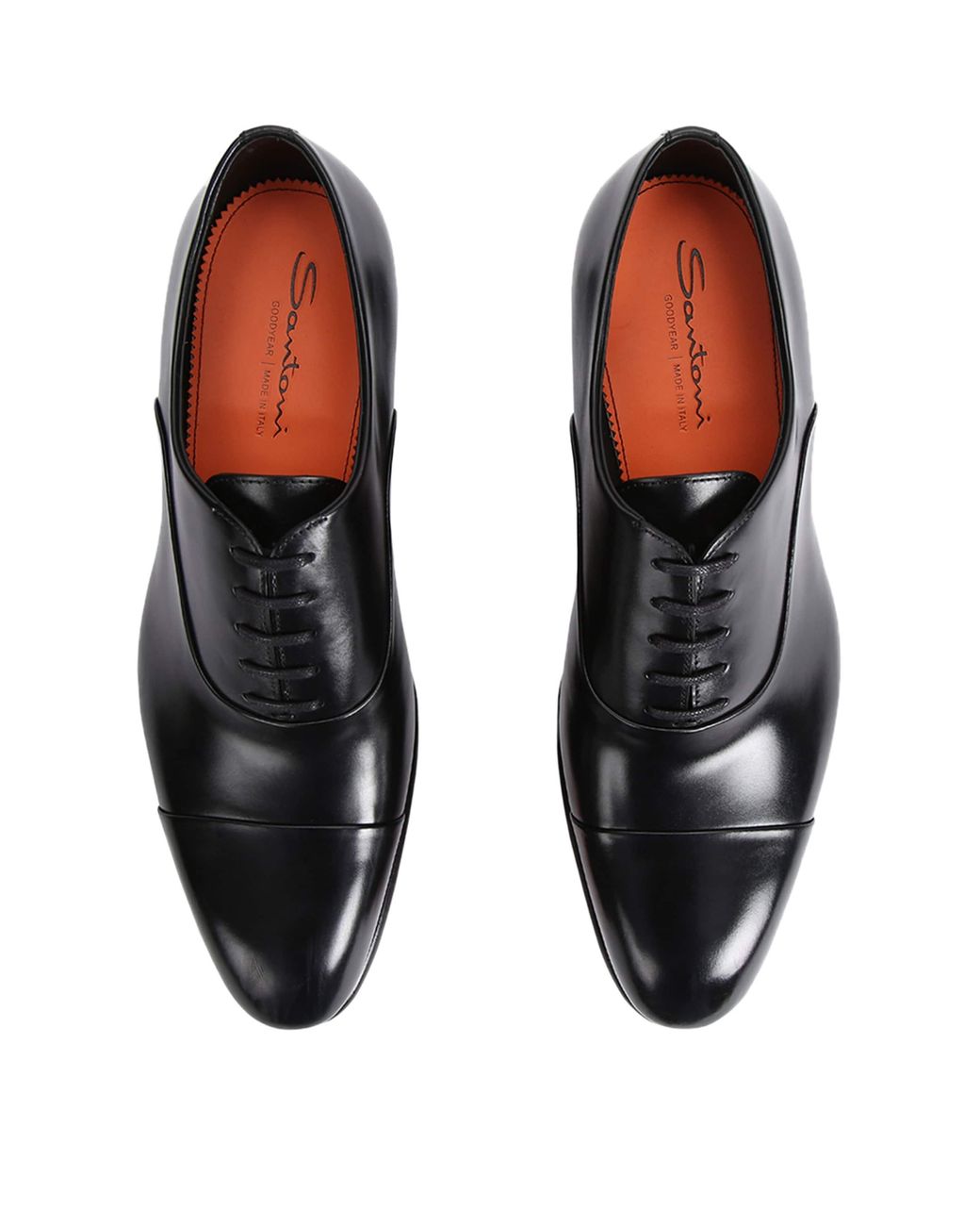 Santoni Black Leather Carter Oxford Shoes for men