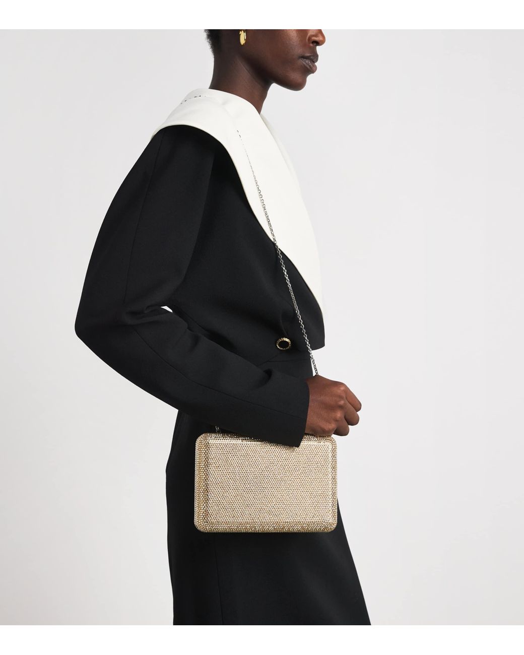 Judith Leiber Natural Crystal-Embellished Slim Slide Clutch Bag