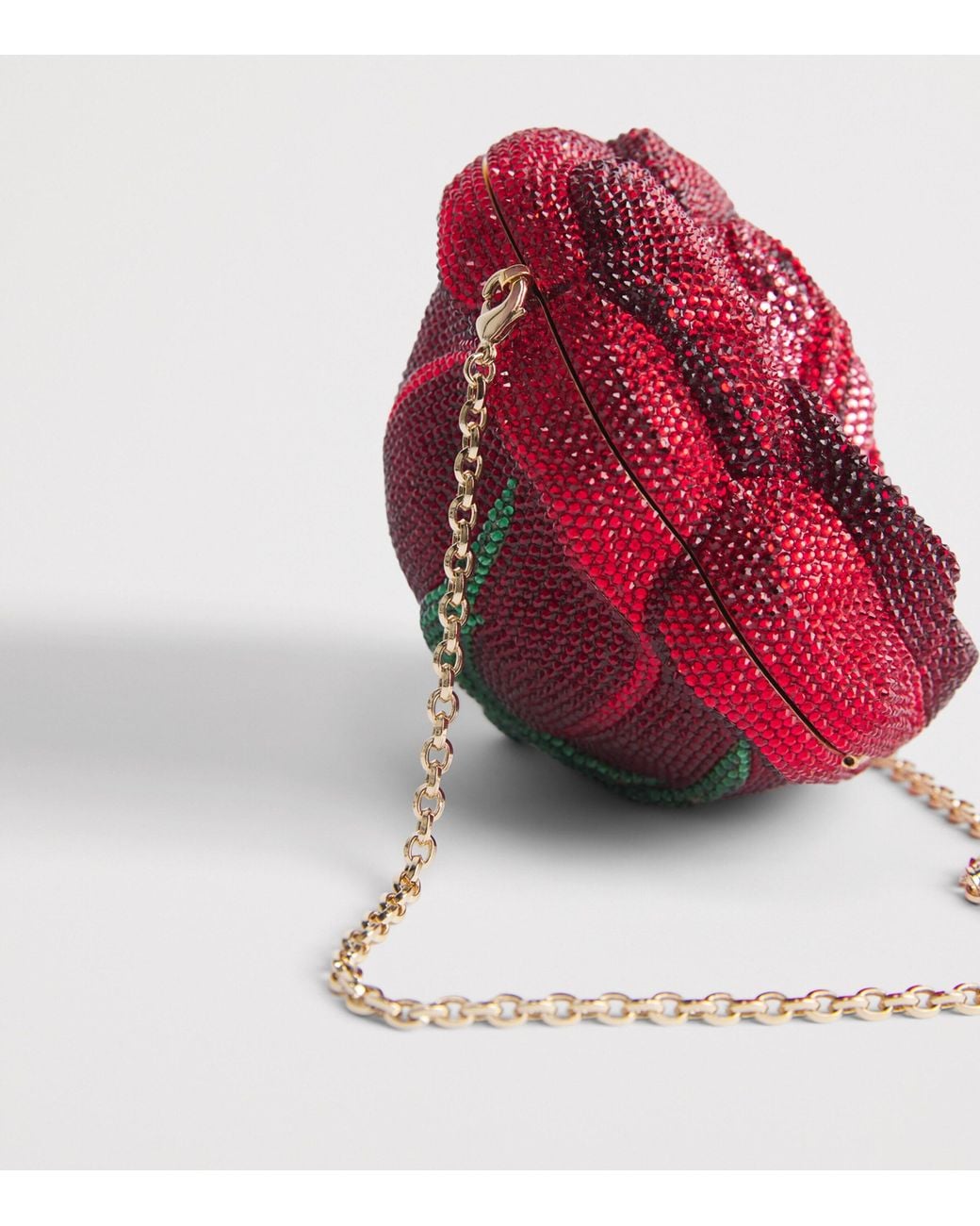 Judith Leiber Red Embellished Rose American Beauty Clutch Bag