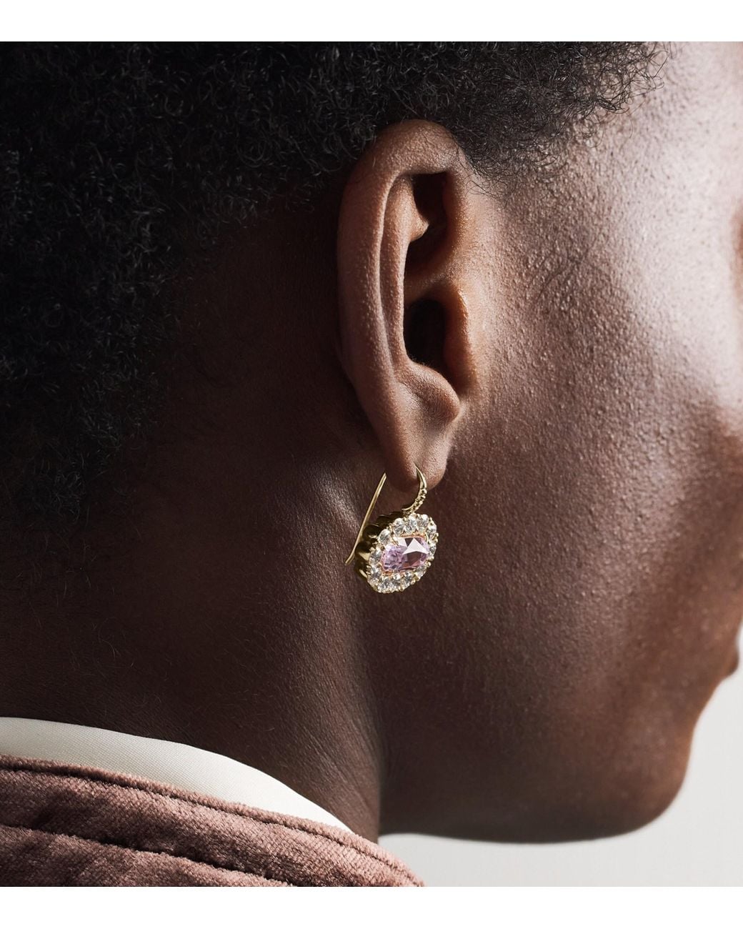 Retrouvai Natural Diamond And Kunzite Heirloom Drop Earrings
