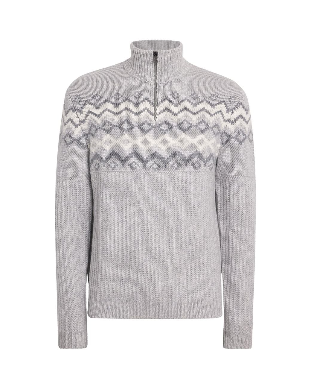 Bogner Gray Cashmere Quarter-Zip Ludi Sweater for men