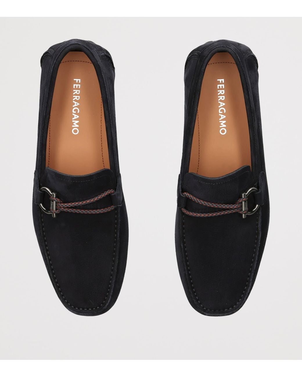 Ferragamo Black Nubuck Front 4 Driving Shoes for men