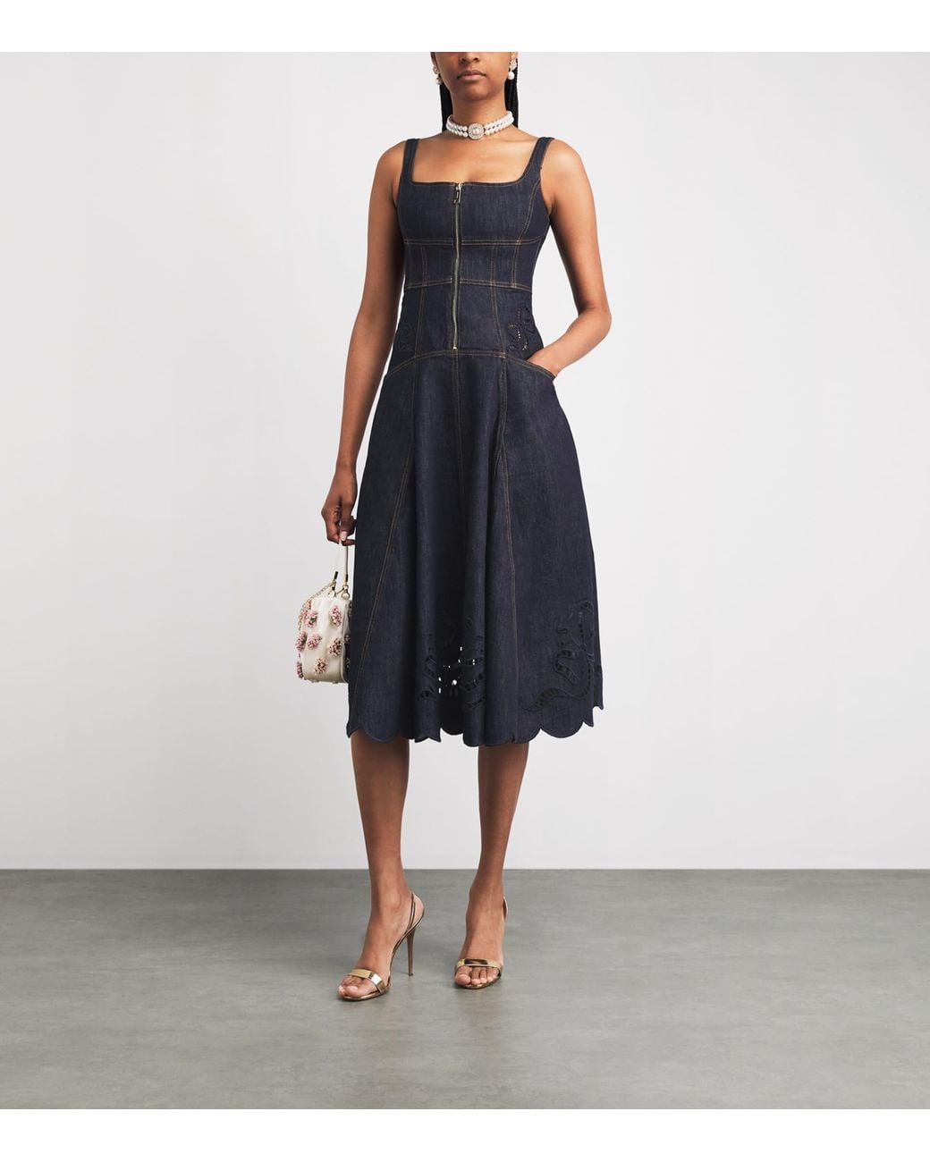 Self-Portrait Blue Broderie Anglaise Mini Dress