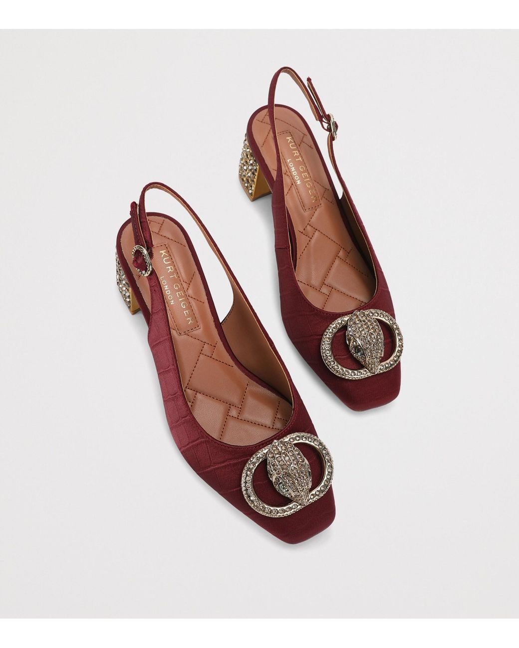 Kurt Geiger Red Croc-Effect Chelsea Slingback Block Heels