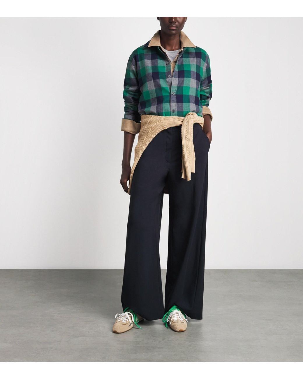 Polo Ralph Lauren Green Cotton Twill Check Oversized Shirt