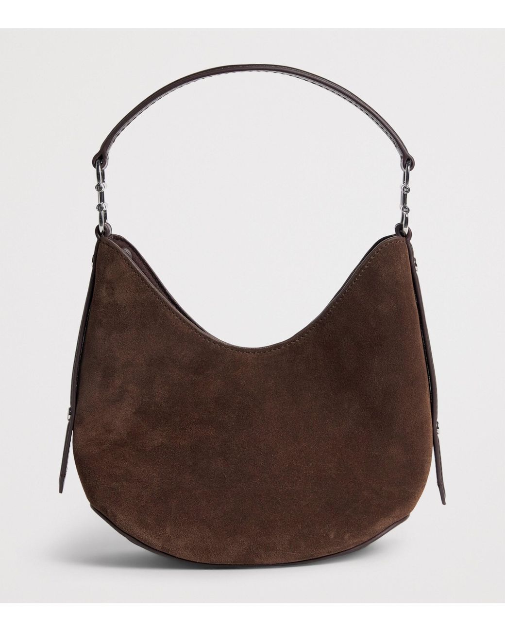 Harrods Brown Small Suede Penny Shoulder Bag