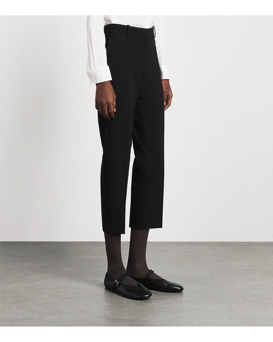 Theory Black Stretch-Wool Cropped Treeca Trousers