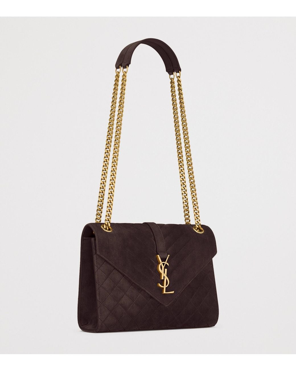 Saint Laurent White Medium Suede Envelope Matelassé Shoulder Bag