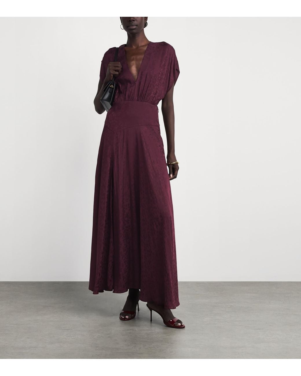 Maje Purple Jacquard Maxi Dress