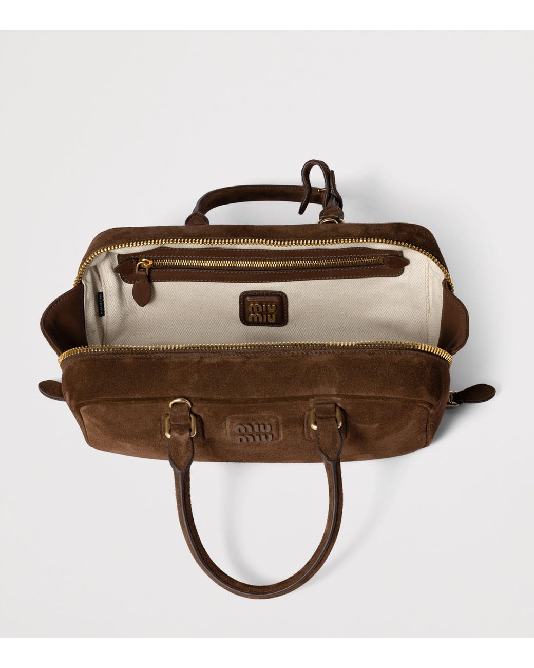 Miu Miu Brown Suede Arcadie Top-Handle Bag