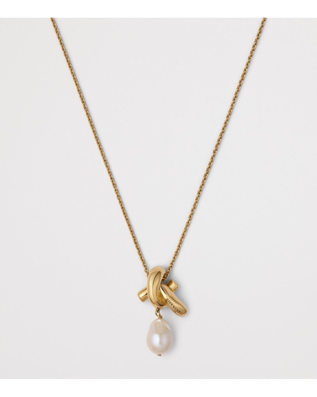 Givenchy Metallic Chain Link Pearl Necklace