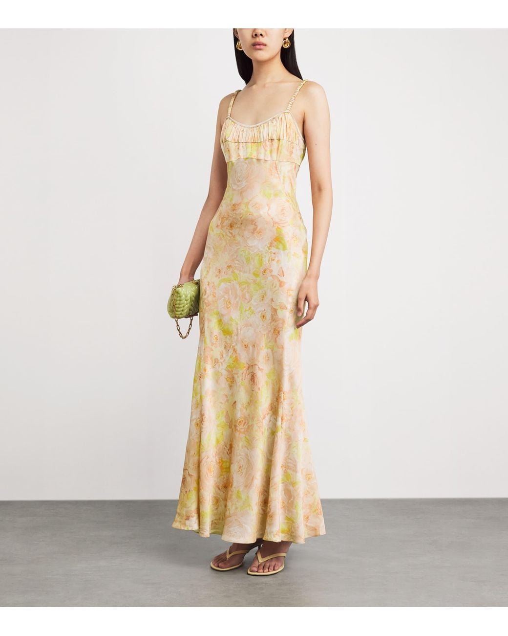 Sandro Metallic Satin Floral Maxi Dress