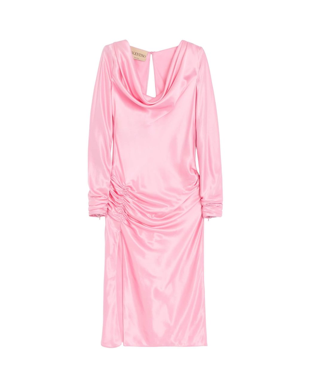 Valentino Pink Silk Draped Midi Dress