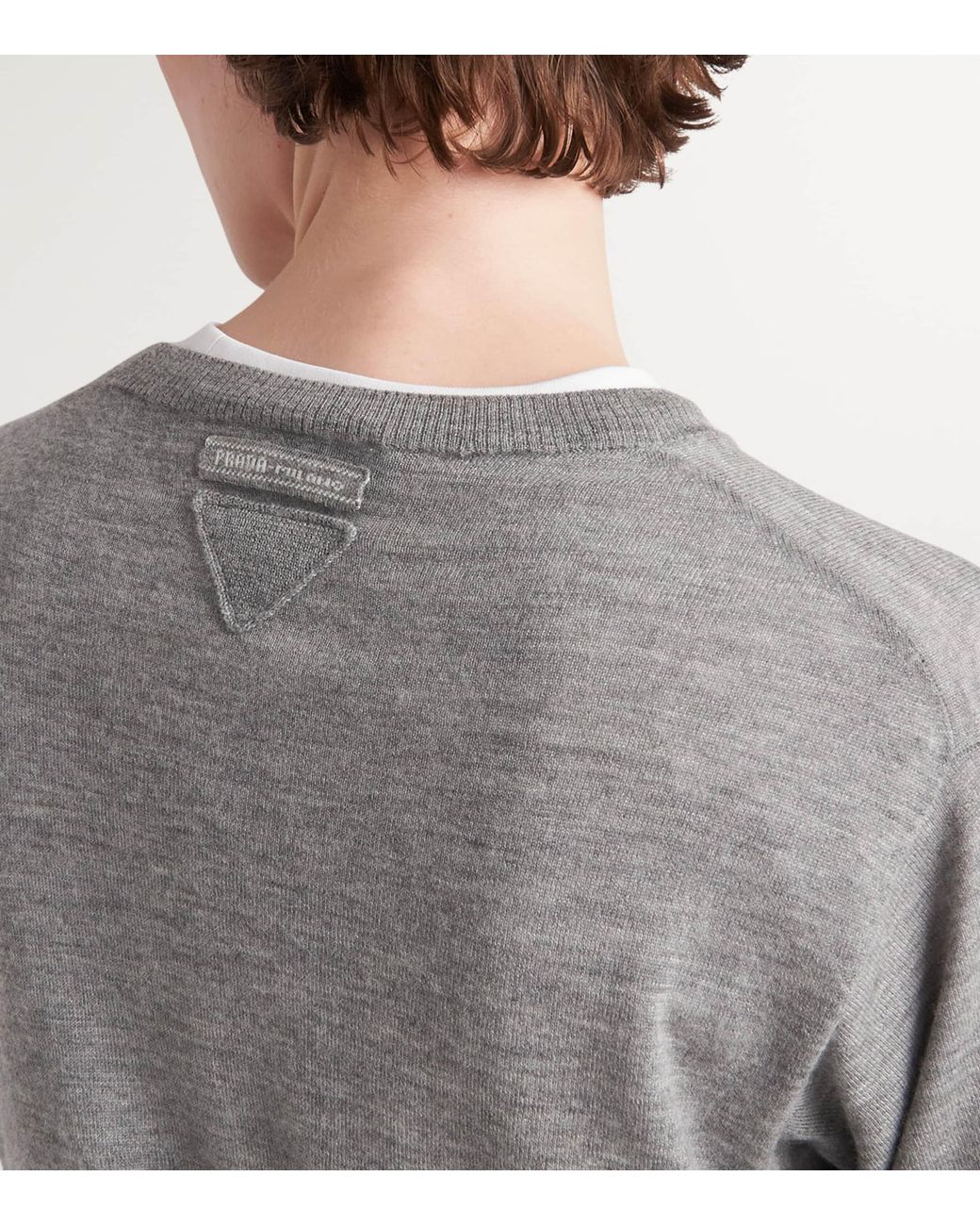 Prada Gray Cashmere Crew-Neck Sweater