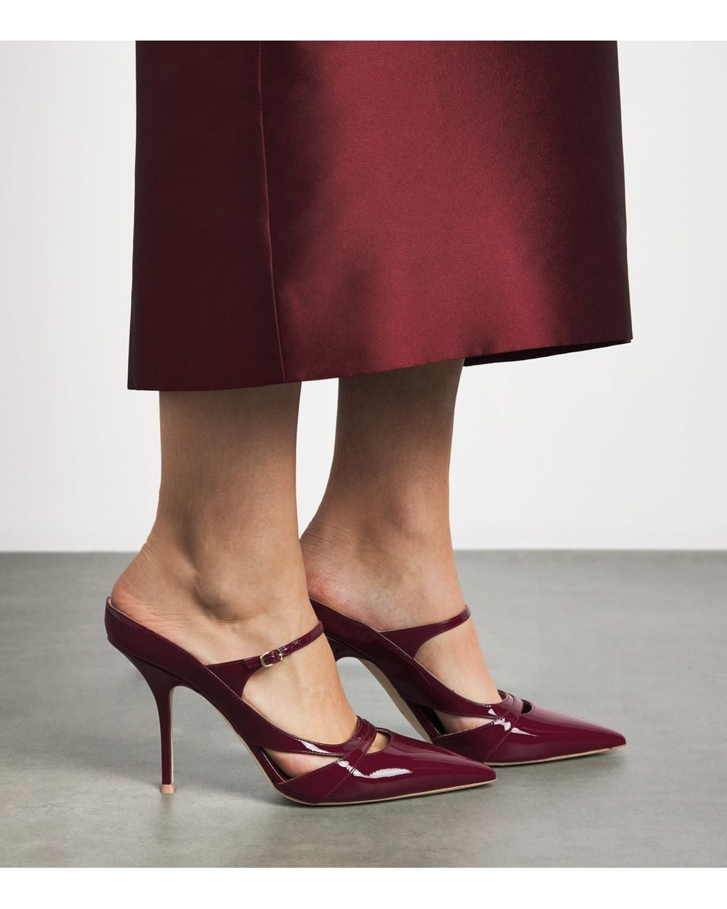 Malone Souliers Purple Patent Leather Patty Heeled Mules 90