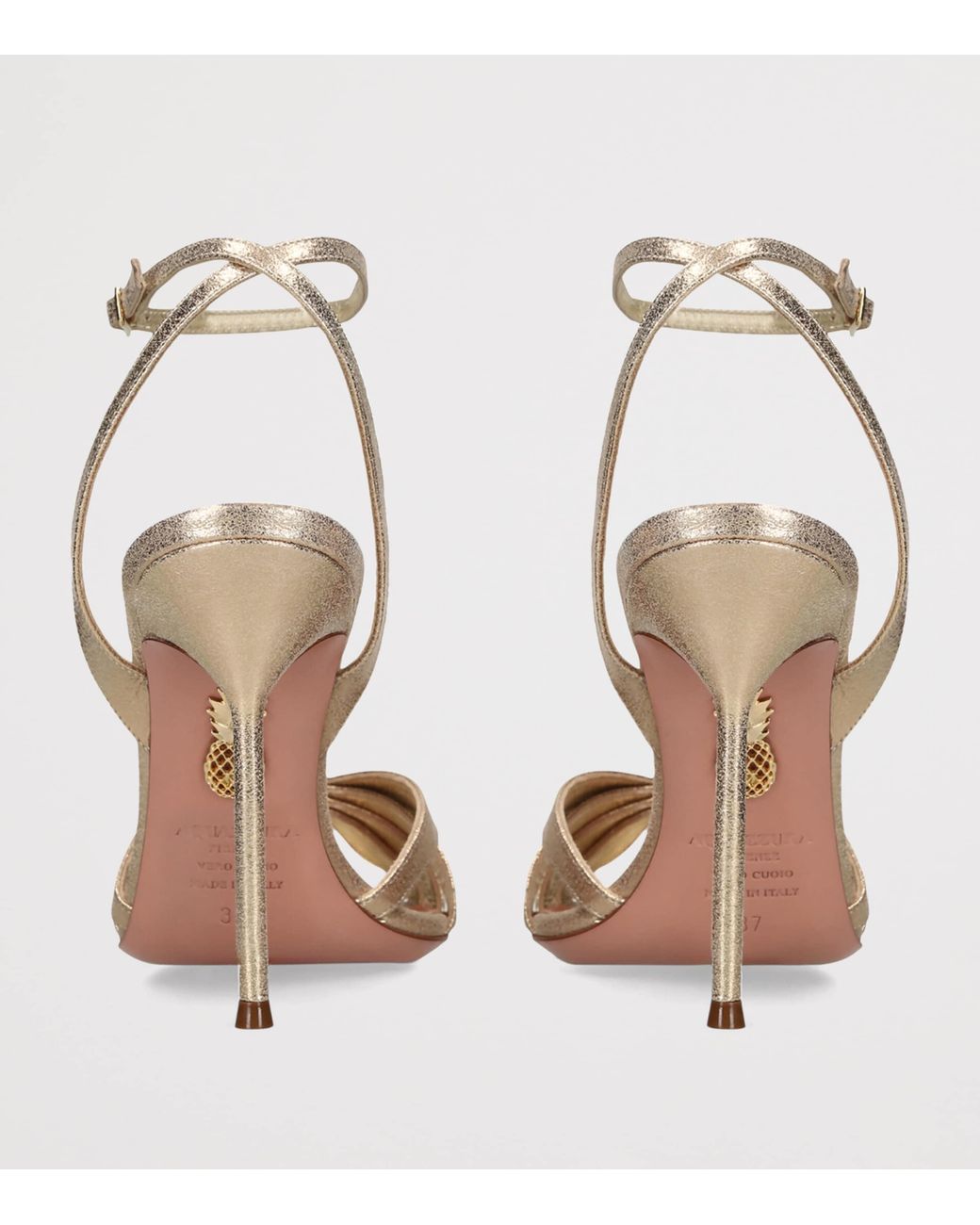 Aquazzura Metallic Leather Soulmate Heeled Sandals 105