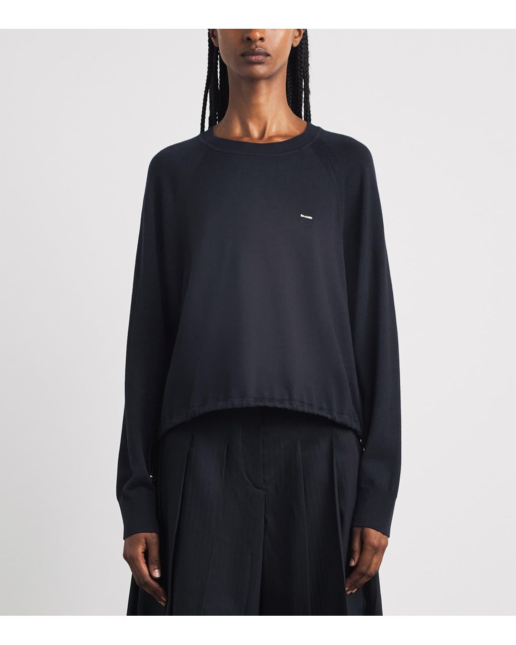 Sandro Blue Wool-Blend Logo Sweater