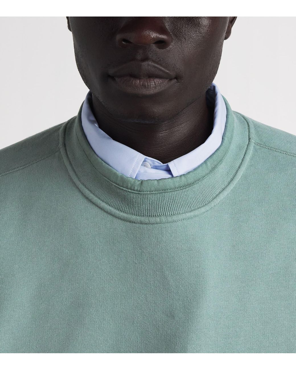 Stone Island Green Cotton Rib-Knit Compass Sweatshirt for men