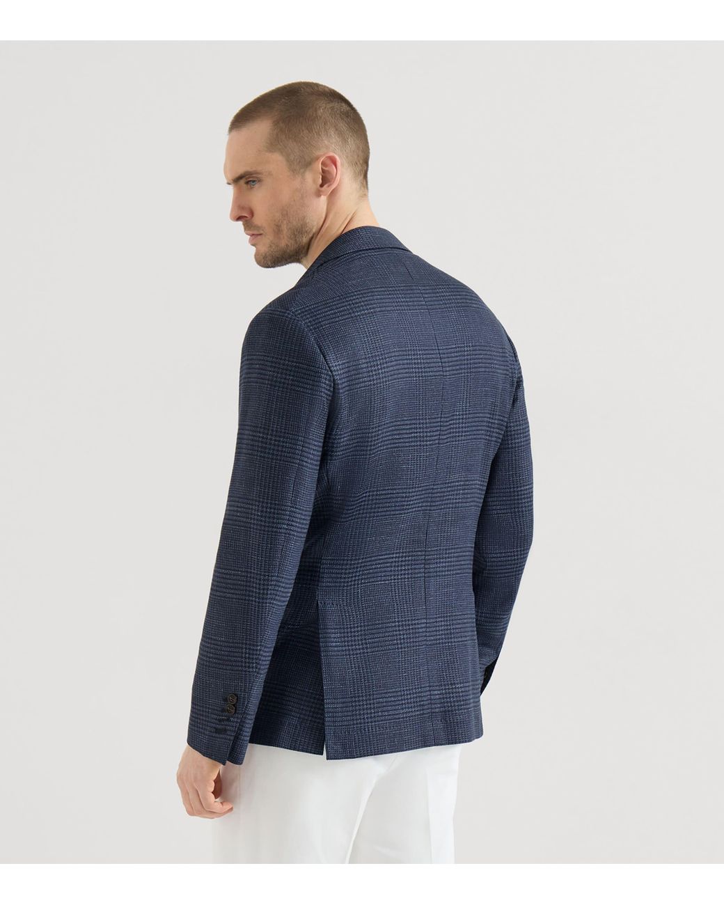Brunello Cucinelli Blue Wool-Silk-Linen Blazer for men