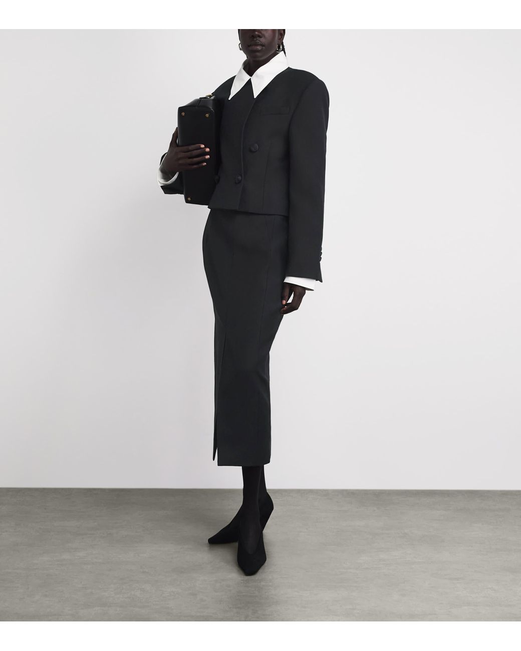 Camilla & Marc Black Wool Collarless Caius Blazer